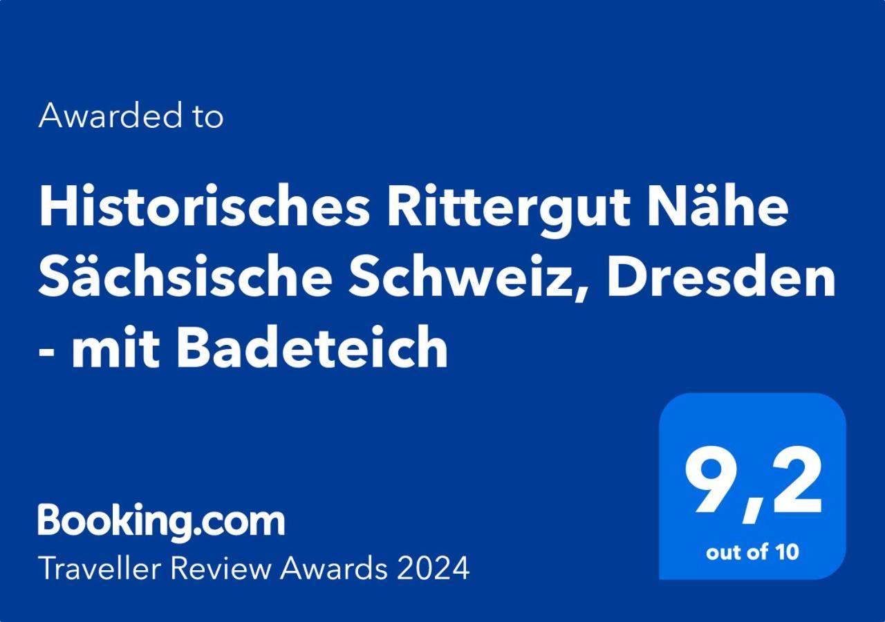 Historisches Rittergut Hexenburgbeidresden Nahe Sachsische Schweiz, Dresden - Mit Badeteich Lägenhet Großharthau Exteriör bild